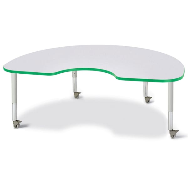 Berries Kidney Activity Table, 48 in. x 72 in., Mobile, Freckled Gray/Green/Gray